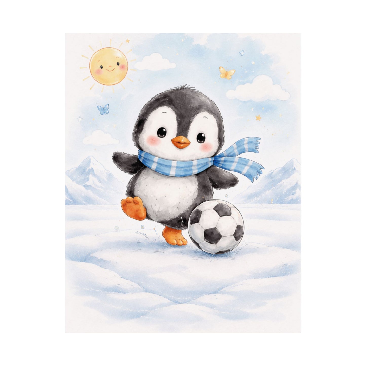Penguin Playing Soccer Nursery Wall Art