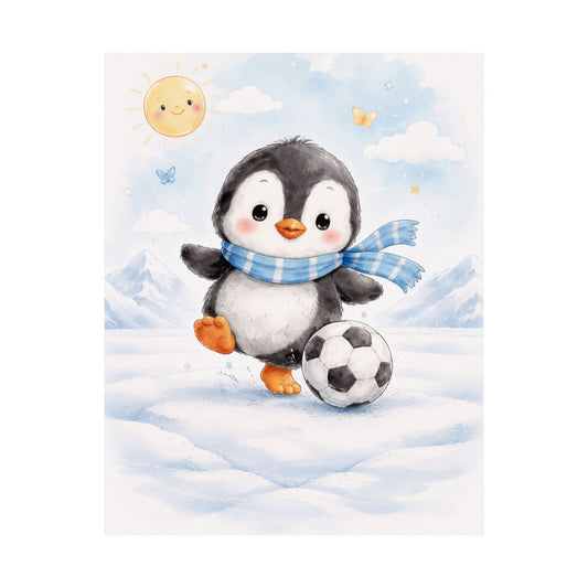 Penguin Playing Soccer Nursery Wall Art
