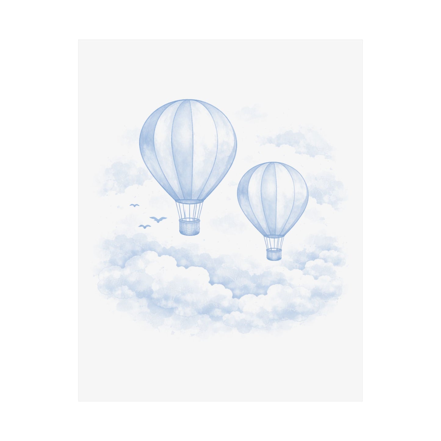 Light Blue Hot Air Balloon Nursery Wall Art
