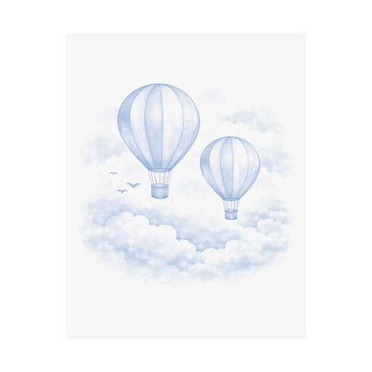 Light Blue Hot Air Balloon Nursery Wall Art