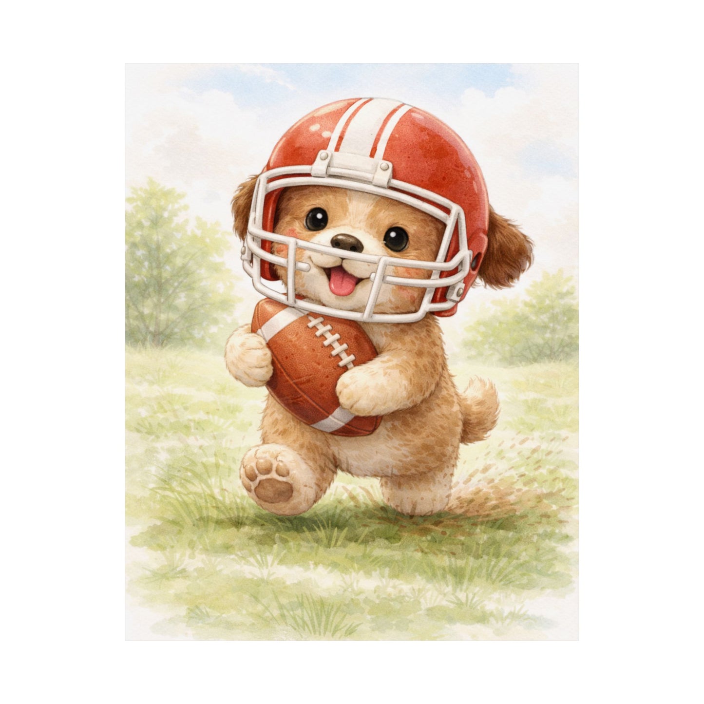 Dog Playing Football Nursery Wall Art